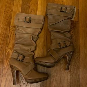 Brown high heel knee boots